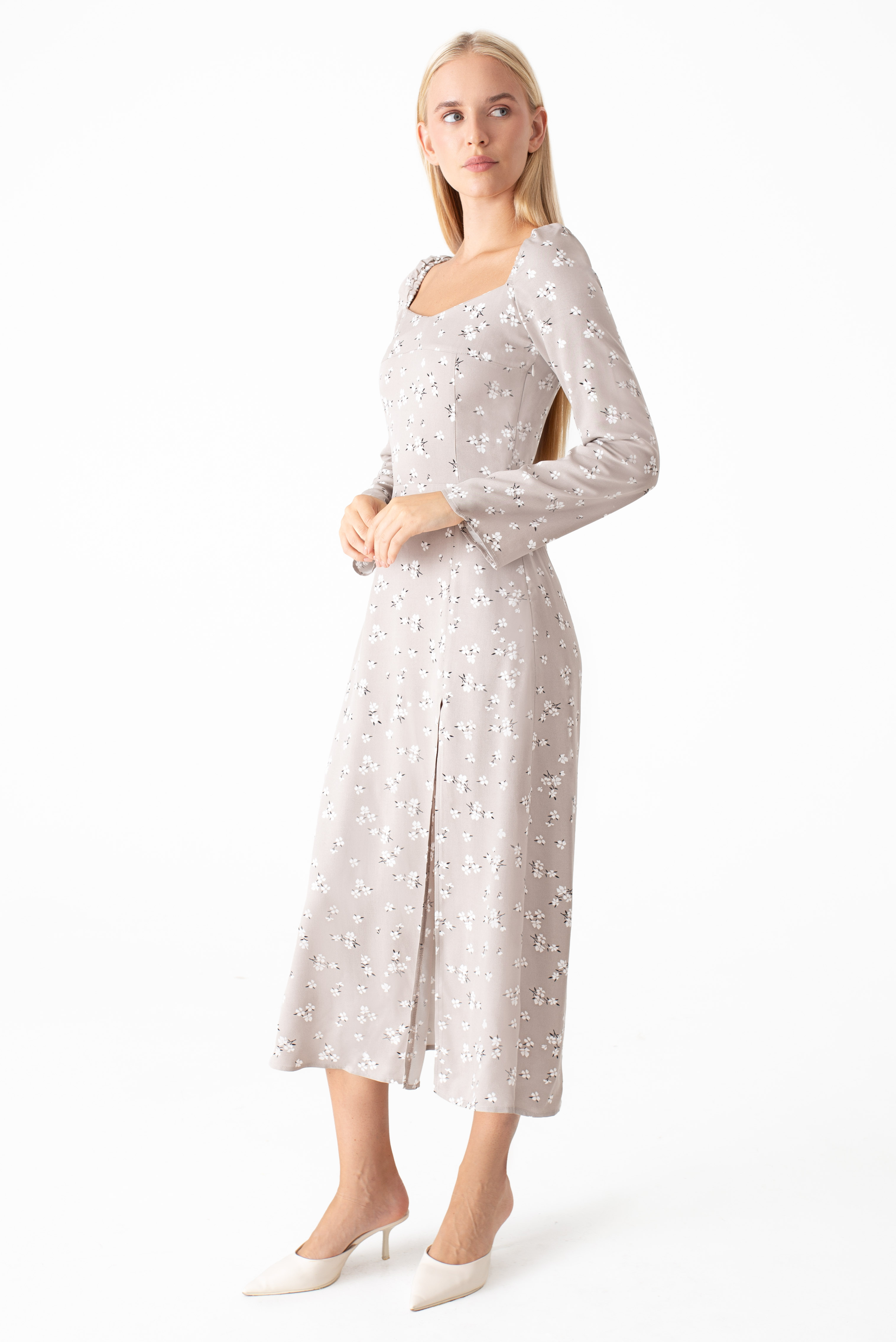 Картинка Сукня міді біла з принтом 